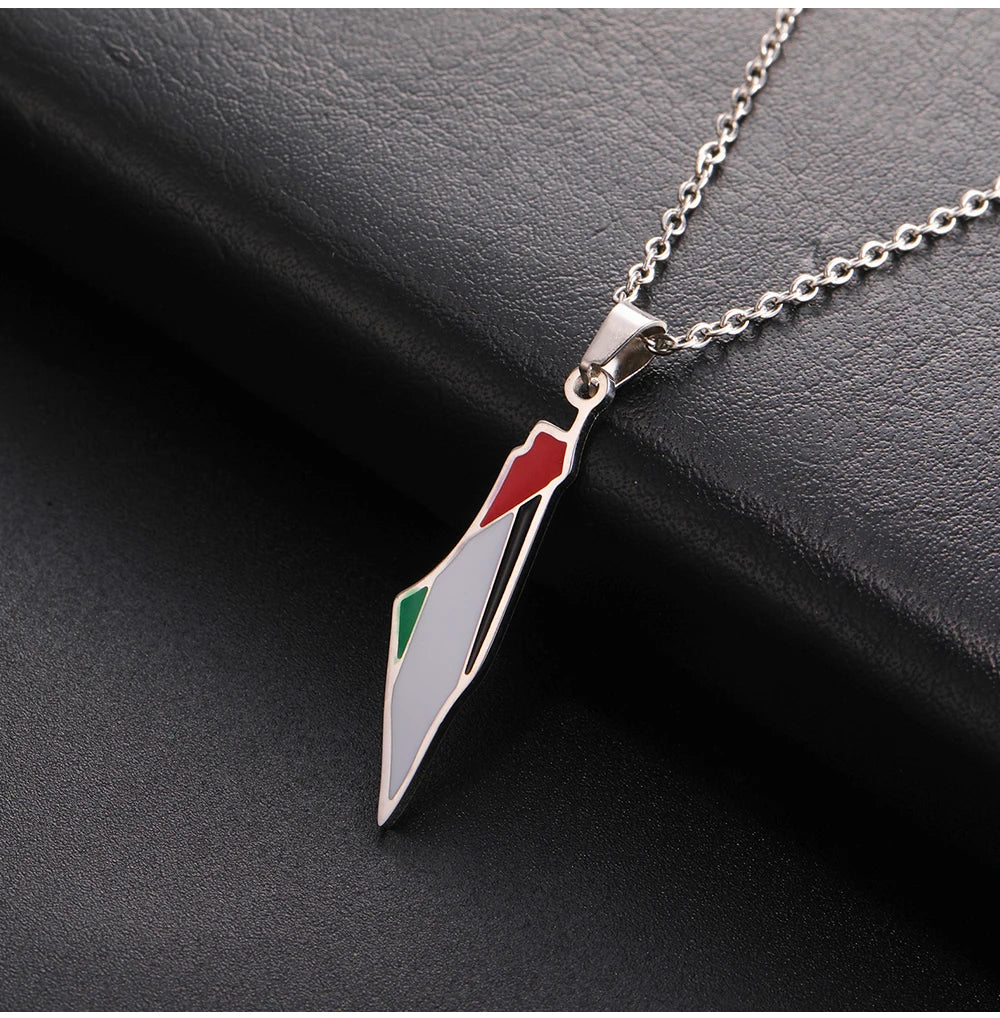 COOLTIME Israel Palestine Map Pendant Necklace for Women Men Stainless Steel Adjustable Geography Choker Chain Jewelry Wholesale