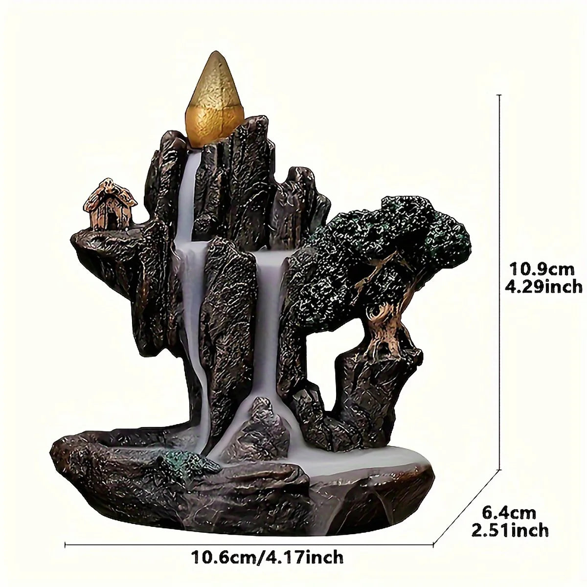 1pc Mountains River Waterfall Incense Burner Fountain Backflow Aroma Smoke Censer Holder